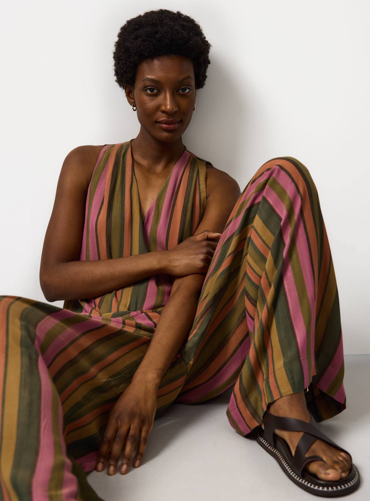 Orange & Green Stripe Volume Sleeveless Cami Top 6 - Image 2